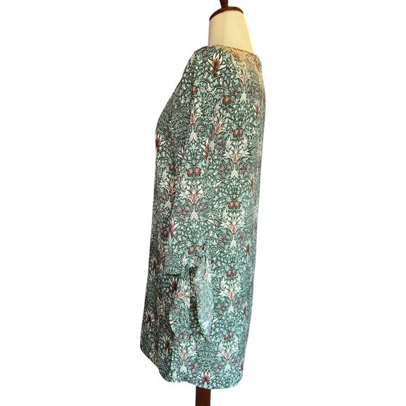 Morris & Co x H&M Dress | Green Floral Print | Bell Sleeve Tie Detail | Size 6 - Picture 4 of 8